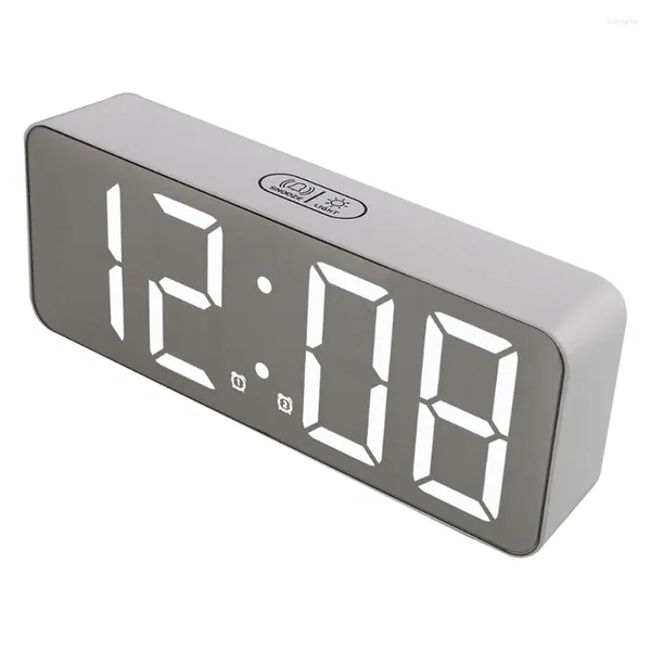 Horloges de table Réveil moderne avec calendrier Snooze réglable Sons à piles