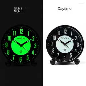 Relojes de mesa Moda moderna Simple Circular 4 pulgadas Reloj despertador luminoso Hogar Escaneo silencioso Luz nocturna Escritorio