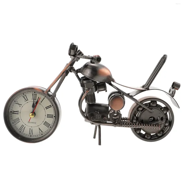 Horloges de table Moteur Scooter Moto Horloge Bureau Bureau Ornement Vintage Parure Numéro Maison Fer Artisanat Rétro Décor