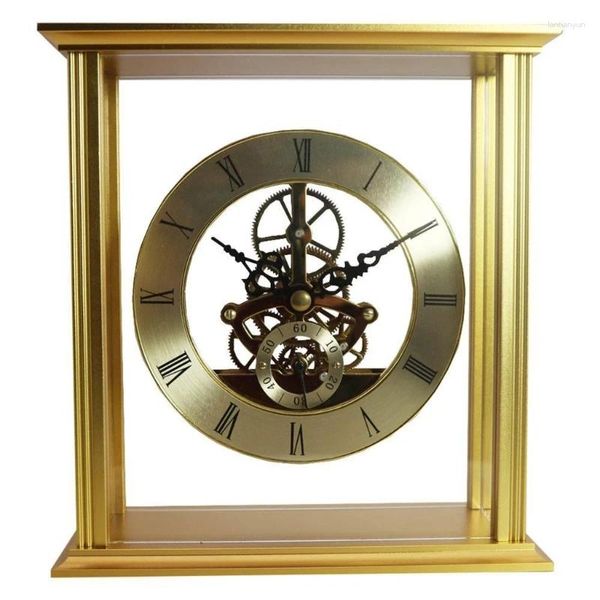 Horloges de table Mouvement Rond Horloge décorative Antiques Style Gear Mur Métal Perspective Accessoire