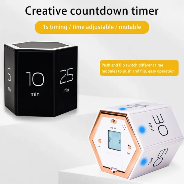 Relojes de mesa Temporizadores digitales de múltiples caras Temporizador de escritorio Cubo Sensor de gravedad Flip para estudio Oficina Deportes Cocina Cuenta hacia abajo Herramientas