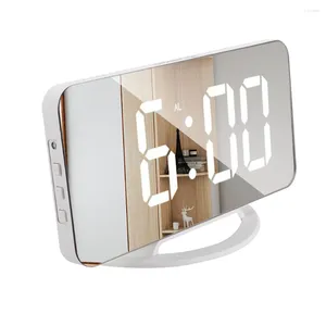 Horloges de table multifonctions écran LED miroir affichage numérique réveil horloge de bureau automatique posensible alarme électronique décor