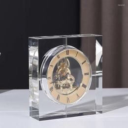 Horloges de table nordique cristal horloge silencieux moderne créatif luxe engrenage bureau mécanique métal or bureau salon décor à la maison