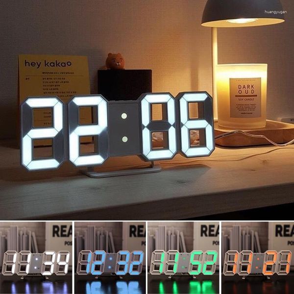 Horloges de table réveil numérique nordique 3D LED montre murale bureau calendrier affichage électronique décor à la maison