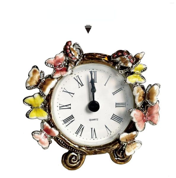 Horloges de table nordique commerce extérieur Vintage horloge émail coloré diamant créatif Simple Rural Mini bureau décoration Amazon