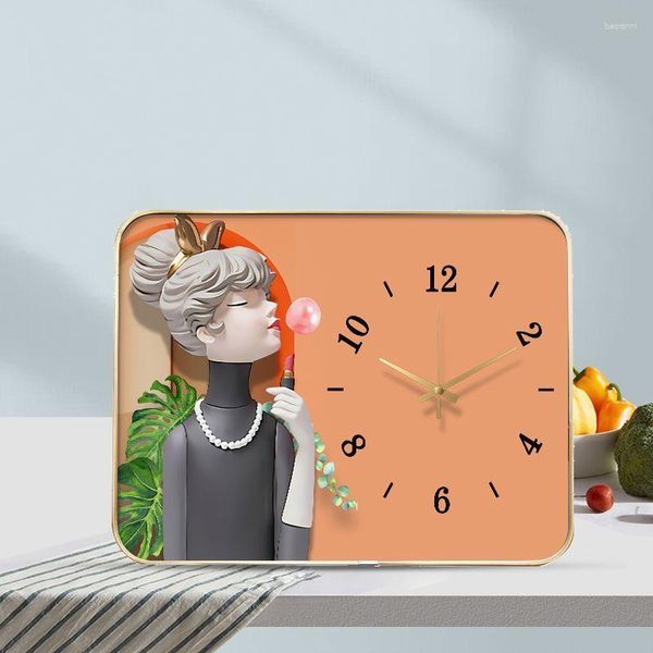 Relojes de mesa en línea, reloj de celebridad, decoración de escritorio, pintura con pared, moda creativa, luz de lujo y silencioso