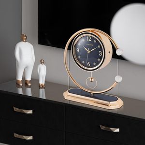 Relojes de mesa Reloj de escritorio de péndulo Hogar Simple Luz moderna y decoración lujosa