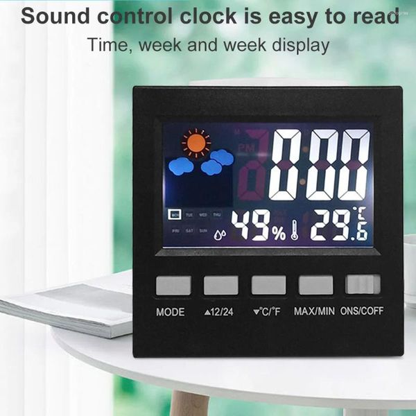 Horloges de table Horloge numérique portable Date Semaine Heure Affichage LED Rétro-éclairé Bureau Calendrier de bureau à domicile