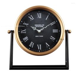 Horloges de table rétro métal horloge de bureau Vintage romain classique support de bureau Antique salon Horloge décor à la maison AD50TC