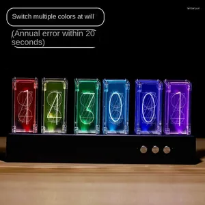 Tafelklokken Retro Pseudo Glow Tube Clock Technology Sense Quiet RGB Seat Light Luxe creatieve lichtgevende decoratie