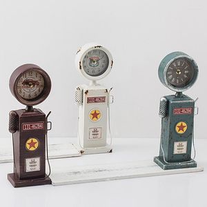 Horloges de table Rétro Shabby Distributeur de carburant américain / Bowsers / Pompes à essence / Pompes à gaz Horloge de bureau pour salon Décoration de la maison