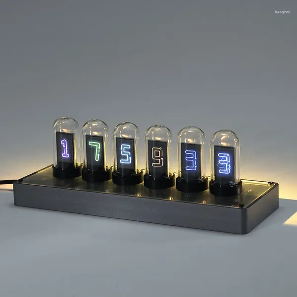 Horloges de table RVB Horloge numérique Alliage d'aluminium Pseudo Nixie Tube Bureau IPS Ordinateur Bureau Chambre Décoration et accessoires