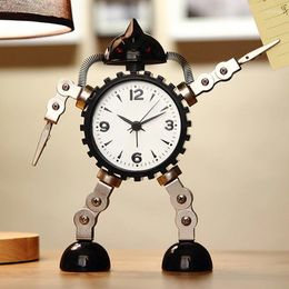 Horloges de table Robot Réveil Étudiant Avec Dessin Animé Enfants Spécial Chevet Muet Personnalité Créative Bureau Mignon