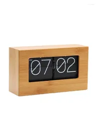 Relojes de mesa Simple Auto Flip Reloj de escritorio adornos de escritorio de madera Oficina para estudio decoración del hogar sala de estar Despertador regalo