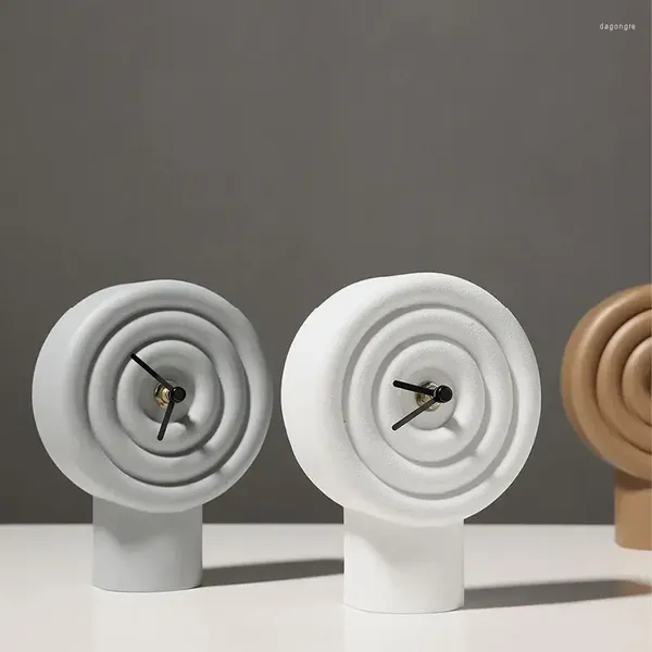 Relojes de mesa Reloj moderno simple Adornos de resina El escritorio Círculo geométrico Lollipop Decoraciones minimalistas creativas para el hogar
