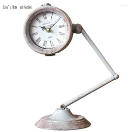Horloges de table Petite horloge industrielle en métal antique pour loft
