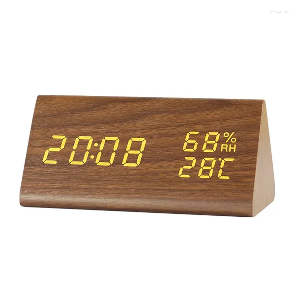 Horloges de table Smart Wood LED Horloge Digital Alarm Bureau pour la décoration du bureau à domicile