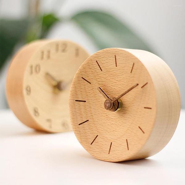 Horloges de table en bois massif bureau électronique numérique chronomètre horloge maison bureau décoration ornements alarme bureau montre cadeau