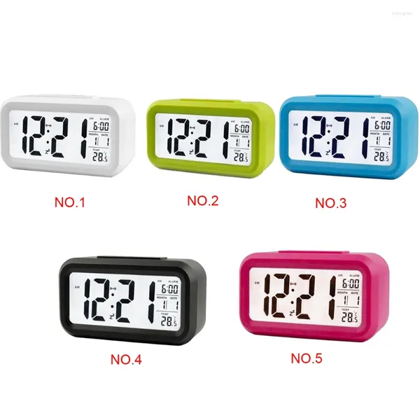 Horloges de table carrées électriques réveil de bureau en plastique électronique numérique écran LED calendrier à piles rouge