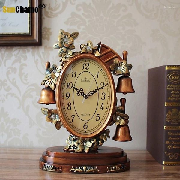 Horloges de table Sunchamo Bell Salon Grand Européen Vieux Bureau Horloge De Chevet Bureau Creative Ornements Décoratifs Cadeaux En Métal