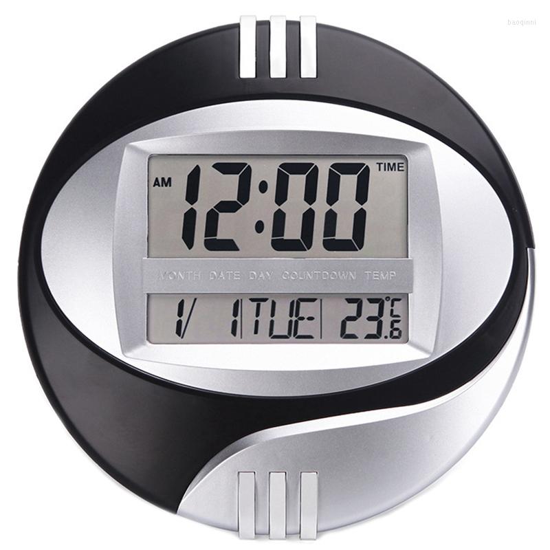 Table Clocks Temperature Display Digital Wall Electronic Clock LCD Moderne Calendar LED Bracket Watch Mute Of Home Office Decoration