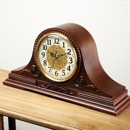 Relojes de Mesa Reloj Vintage Reloj Antiguo de Madera Timbre por Hora Cuarzo Oeste Mudo 17 cm Temporizador de Sala Madera geométrica Estilo Retro Europeo