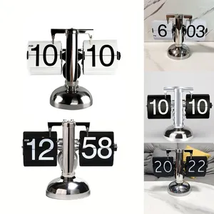 Horloges de table Vintage Flip Page Horloge Tournant Automatique Quartz Temps Pour La Maison Salon Bureau Décoration De Table Cadeau 21x8x17cm