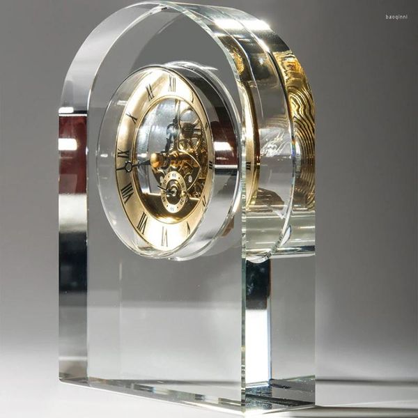Horloges de table Vintage mécanique horloge cristal transparent intérieur table décoration maison montre salon