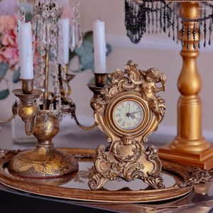Horloges de table Vintage résine horloge salon classique petites montres chambre à manger rétro Mini bureau décoration de la maison