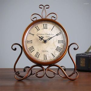 Horloges de table Style Vintage métal horloge de bureau montre silencieuse décor à la maison muet chambre bureau mouvement artisanat Chic minable petit