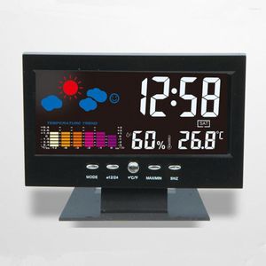 Horloges de Table Station Météo Réveil LCD Écran Couleur Numérique USB Température Humidité Heure Date Affichage Calendrier