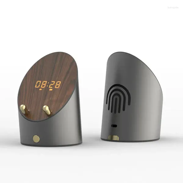 Horloges de table Haut-parleur à induction automatique sans fil avec réveil numérique multifonction Bluetooth bureau portable