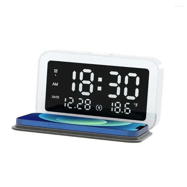 Cargador inalámbrico de relojes de mesa para pequeño despertador y luces nocturnas con calendario recargable