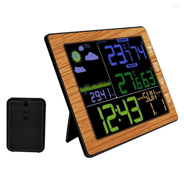 Horloges de table hygromètre sans fil horloge commande vocale prévisions météo créatives écran LCD couleur capteur extérieur pour la chambre à coucher
