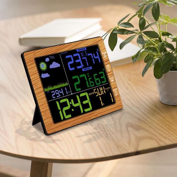 Horloges de Table sans fil Station météo horloge commande vocale prévision créative couleur écran LCD rétro-éclairage pour la maison chambre