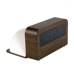 Relojes de mesa Reloj Despertador ABS de grano de madera con luz LED nocturna colorida reloj Despertador Digital escritorio alimentado por USB decoración del hogar