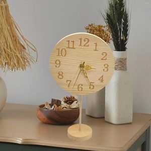 Horloges de table Bureau d'horloge en bois facile à lire Alarme de maison multifonctionnelle silencieuse