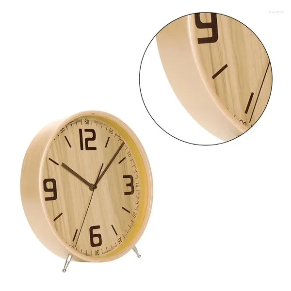 Clocks de table Horloge de bureau en bois fonctionnant 8 pouces mural de table analogique calme 95