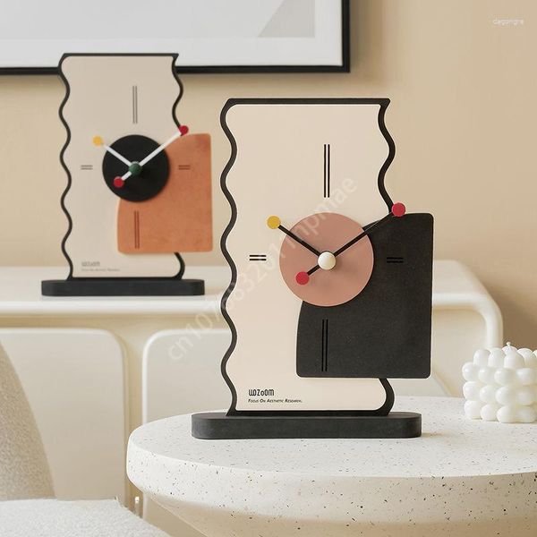 Horloges de table en bois horloge muette ornement nordique simple salon meuble TV chambre bureau bureau créatif maison œuvre