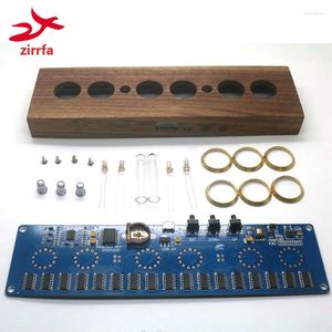 Relojes de mesa Zirrfa 5V Kit de bricolaje electrónico In14 Nixie Tube Digital LED Reloj Placa de circuito PCBA con caja de nogal Sin tubos