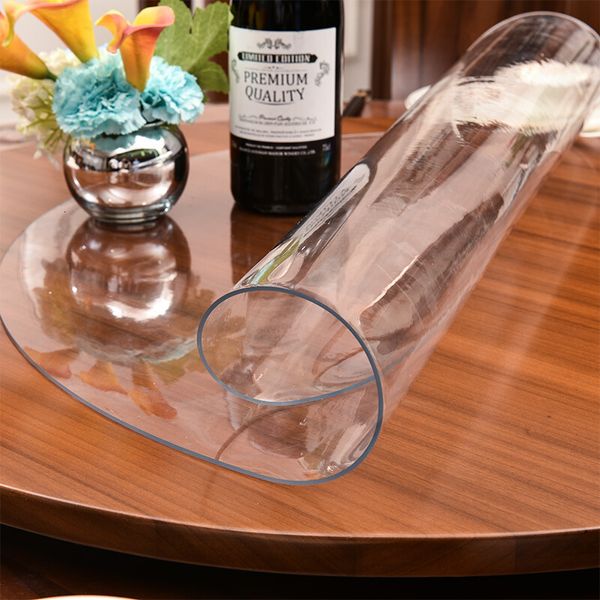 Nappe de table 1,0 mm Nappe en PVC ronde Table transparente Film Protection Pad Tapis de table Nappe en verre souple Table à manger Étanche à l'humidité 230613