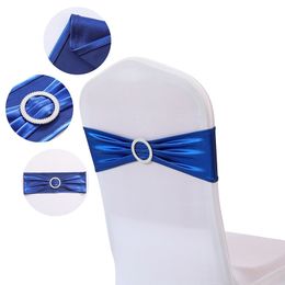 Nappe de table 10 50pcs spandex chaise extensible ceintures arcs bandes élastiques pour réception de fête de mariage décorations universelles de banquet de cérémonie 230919