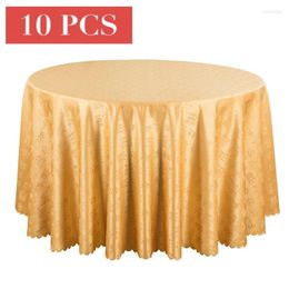 Papel de mesa 10pcs poliéster jacquard cubiertas de oro rojo para el fiesta de la fiesta telas redondas decoración blanca mantel rectangular