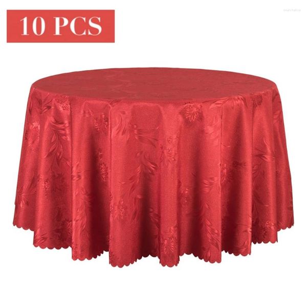 Tela de mesa 10 piezas de oro rojo cubierta blanca jacquard decoración redonda comedor rectangular el exterior boda lino al por mayor