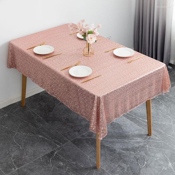 Nappe de table 10 pièces nappes à paillettes décor carré couvertures étincelantes El Banquet de mariage rond rose or rouge