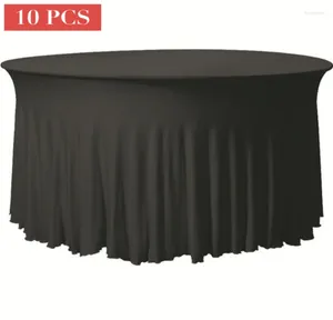 Tela de mesa 10pcs estiramiento de cubiertas redondas spandex manteles sólidos el banquete de boda blanco blanco rojo 120cm/150cm/160 cm
