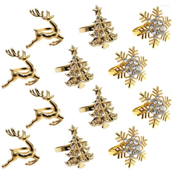 Tela de mesa 12 pcs ornamenfs anillos de servilleta decoraciones de Navidad decoraciones de oraciones prácticas adornos de aleación