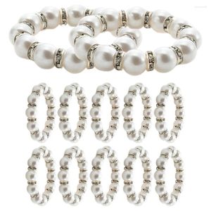 Nappe de table 12 pièces, anneaux de serviette en perles, porte-anneau perlé pour décorations de dîner