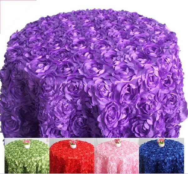 Nappe de table 13 couleurs mariage broder couverture Rosette Rose fleur lin el Banquet fête ronde décoration 221122