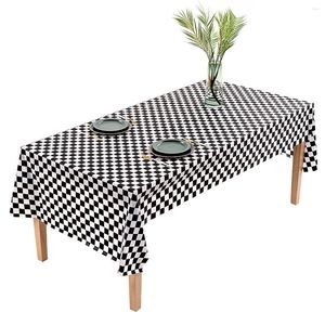 Table doek 137x274cm Geroold tafelkleed Zwart Wit Schaakvlag Abstract Chesseboard Checker Game rechthoekige picknickmat
